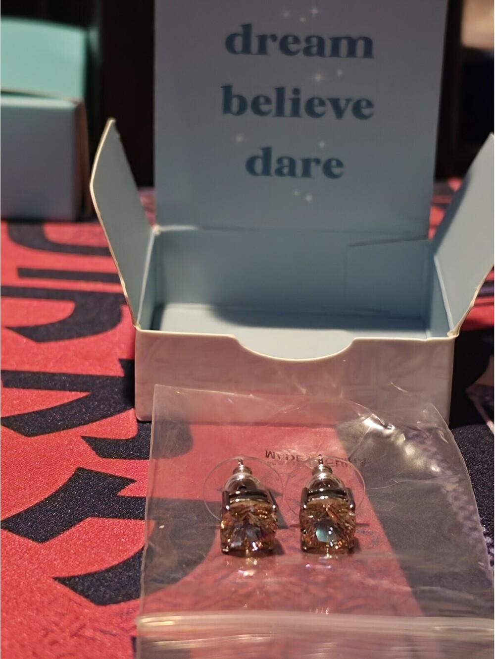 Origami Owl ER3134 Disney Tinkerbell Mystic Square Silver Stud Earrings "New"